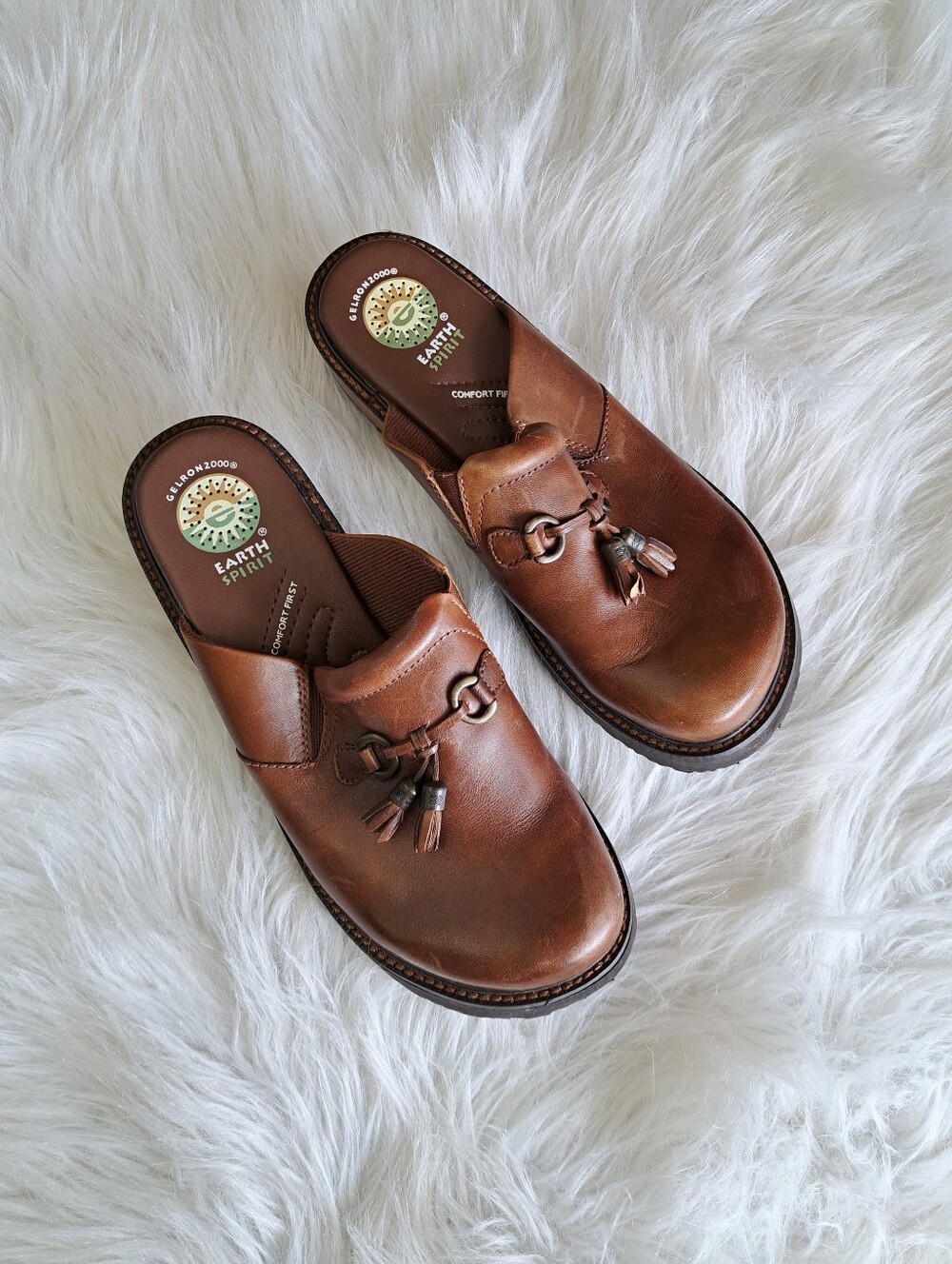 Earth Spirit Leather Slip-On Mules